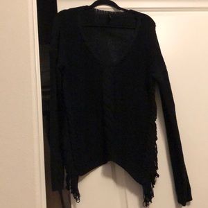 Black long sleeved destroyed sweater